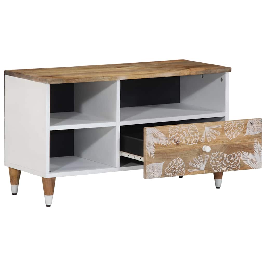 Mobile Porta TV 80x33,5x46 cm in Legno Massello di Mango