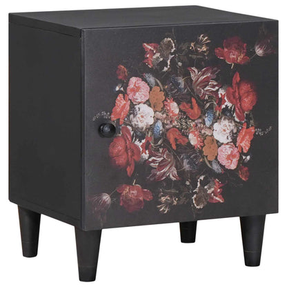 Comodino con porta Nero 40 x 33 x 46 cm Legno di mango massello