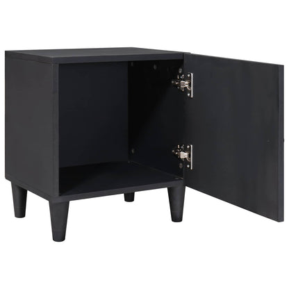 Comodino con porta Nero 40 x 33 x 46 cm Legno di mango massello