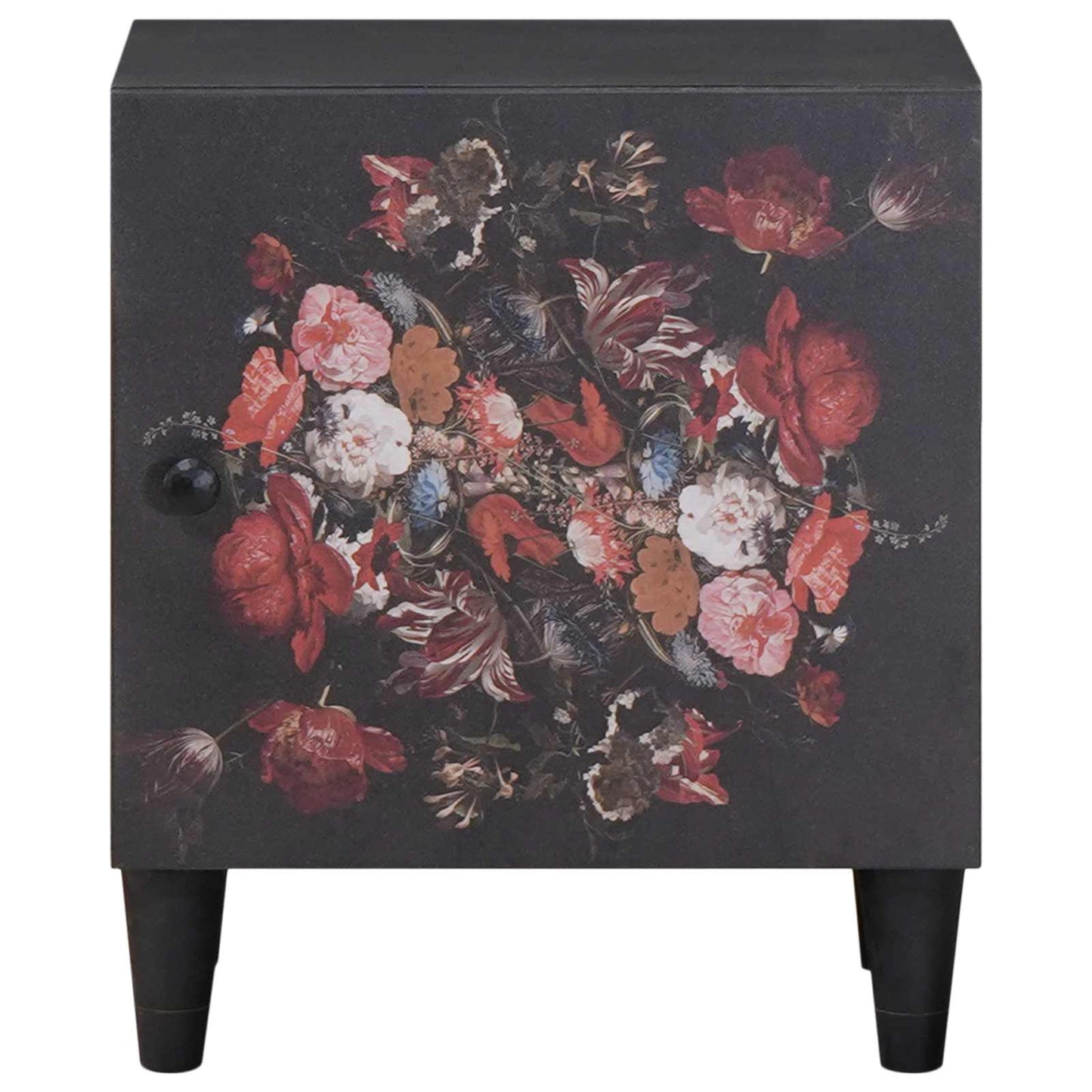 Comodino con porta Nero 40 x 33 x 46 cm Legno di mango massello