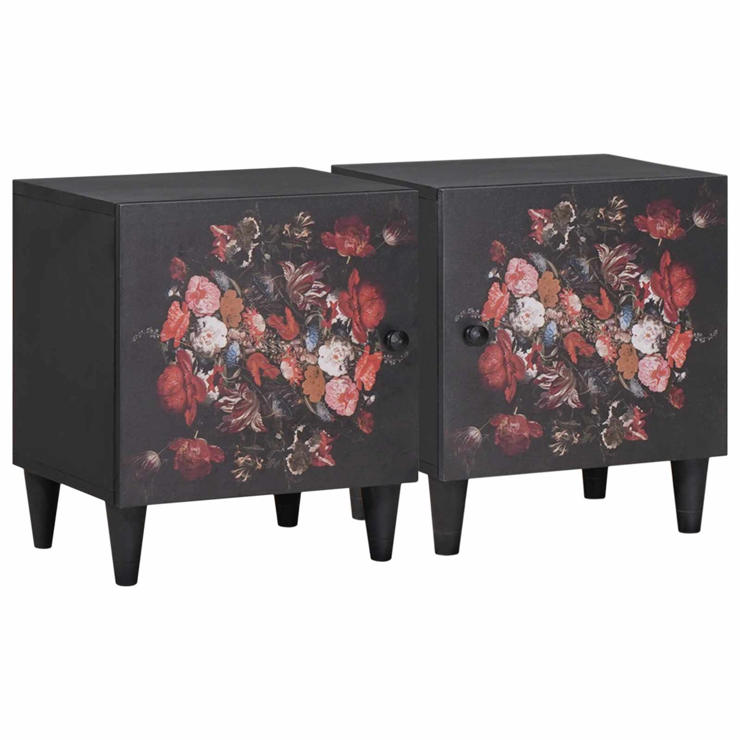 Comodino con porta 2 pcs Nero 40 x 33 x 46 cm