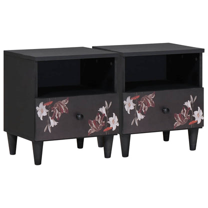 Comodino 2 pcs Marrone 40 x 33 x 46 cm Legno di mango massello