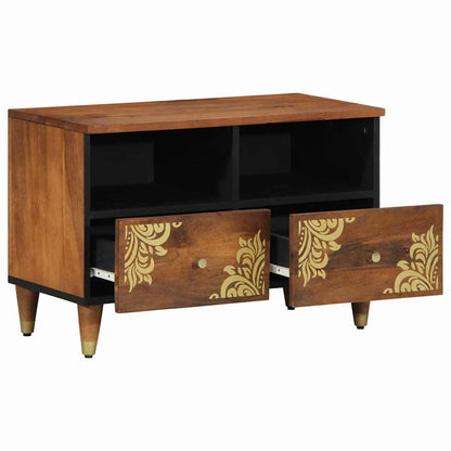 Mobile TV Marrone miele 70 x 33 x 46 cm Legno di mango massello