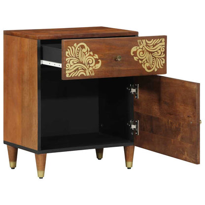 Comodino con porta con cassetto Marrone miele 50 x 33 x 60 cm