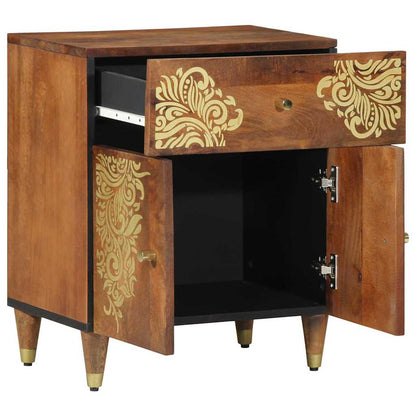 Comodino con porta con cassetto Marrone miele 50 x 33 x 60 cm