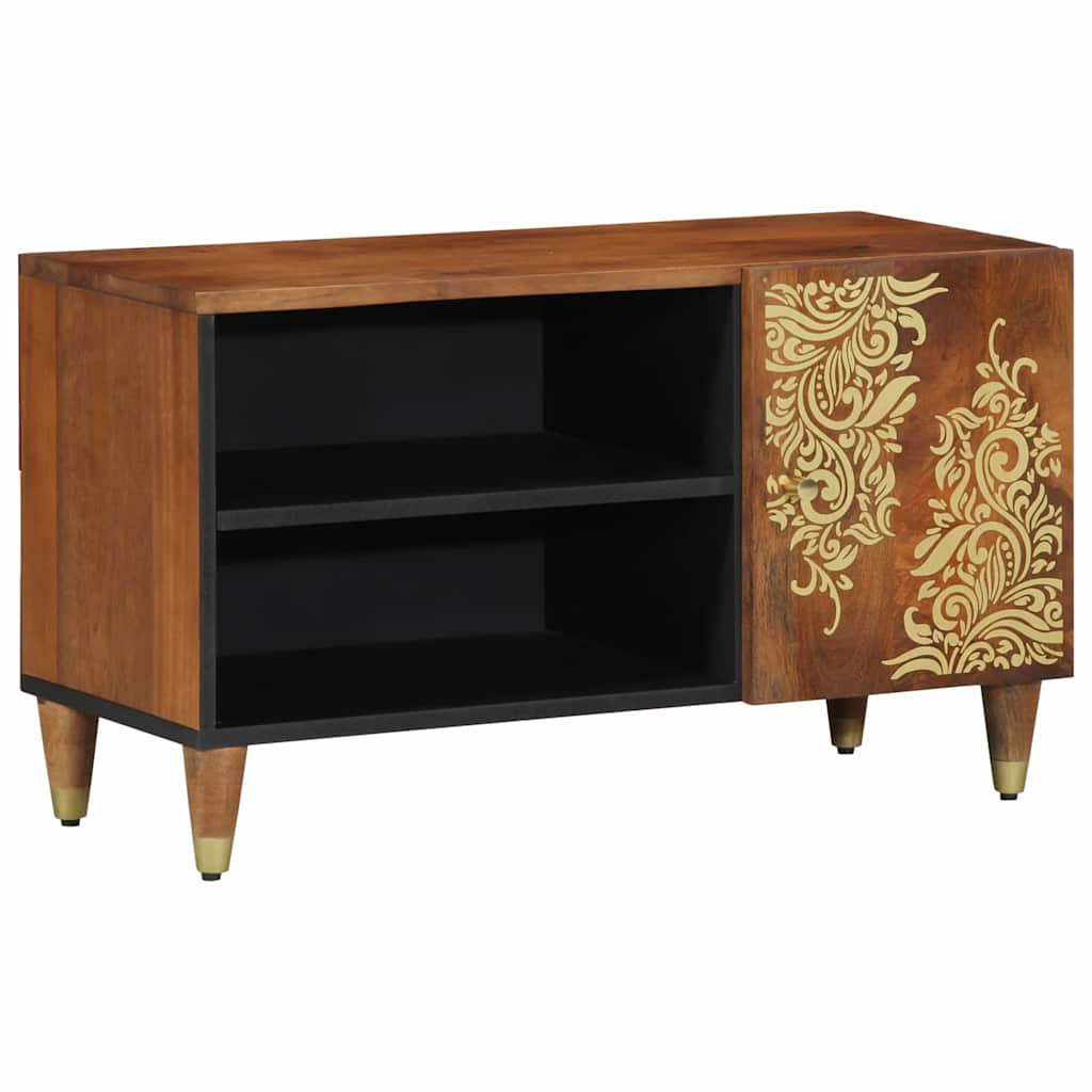 Mobile TV Marrone miele 80 x 33 x 46 cm Legno di mango massello