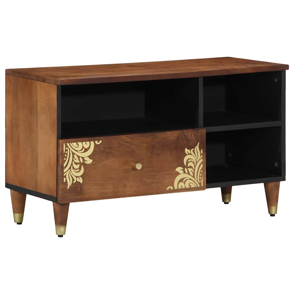 Mobile TV Marrone miele 80 x 33 x 46 cm Legno di mango massello