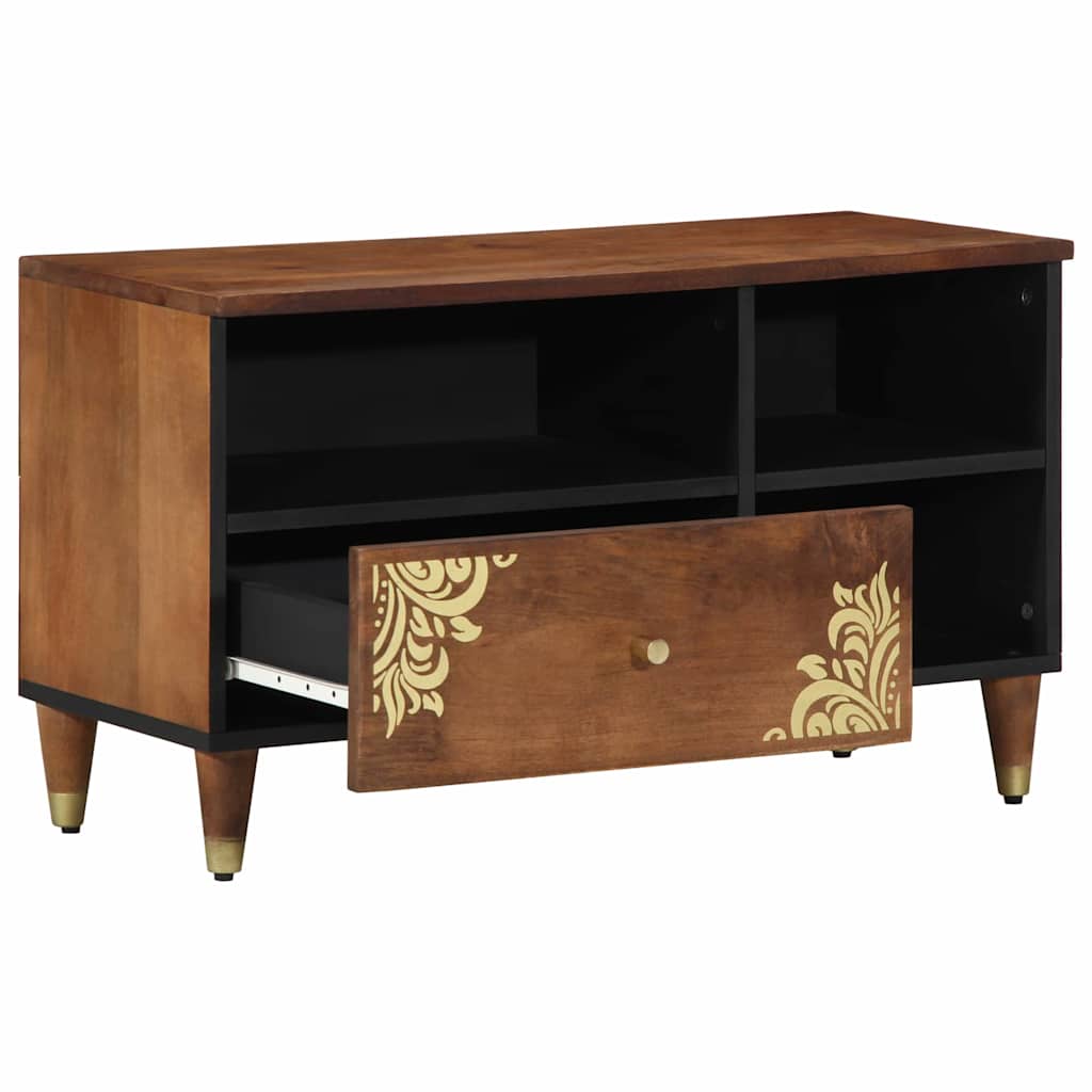 Mobile TV Marrone miele 80 x 33 x 46 cm Legno di mango massello