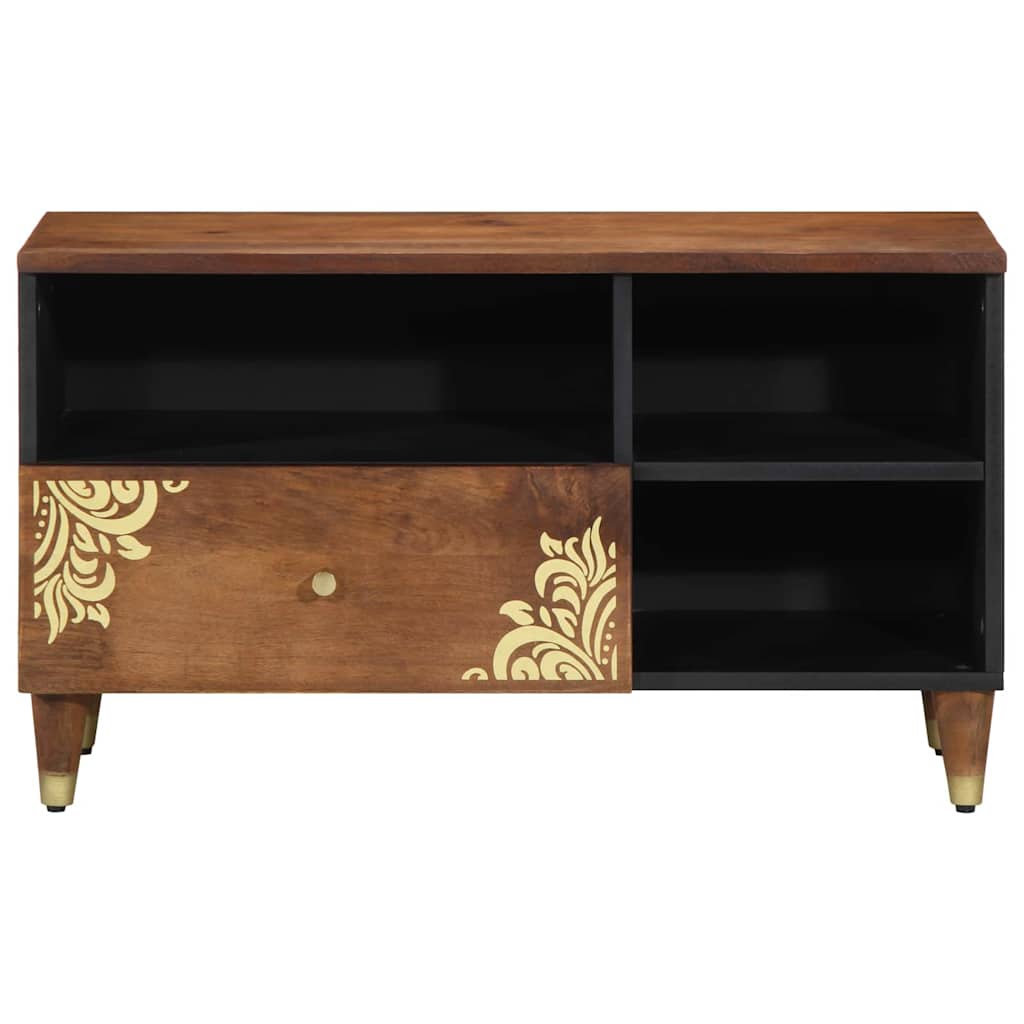 Mobile TV Marrone miele 80 x 33 x 46 cm Legno di mango massello