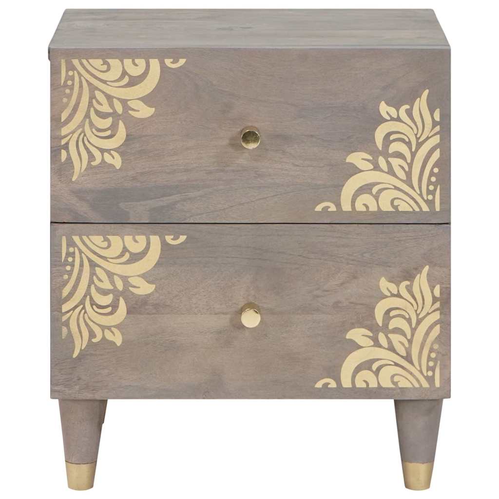 Armadio da Notte Grigio 40 x 33 x 46 cm Legno di mango massello