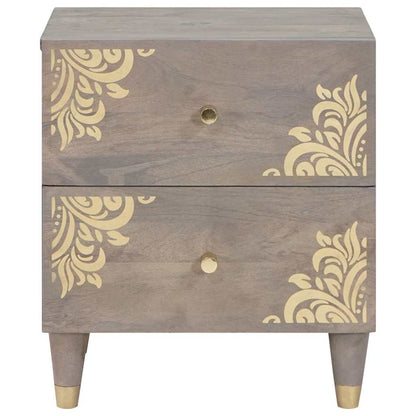 Armadio da Notte Grigio 40 x 33 x 46 cm Legno di mango massello