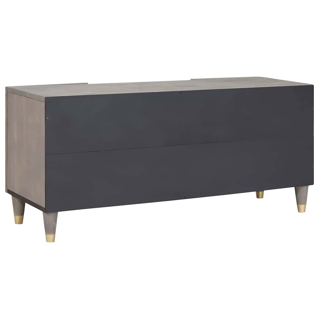 Mobile TV Grigio 105 x 33 x 46 cm Legno di mango massello