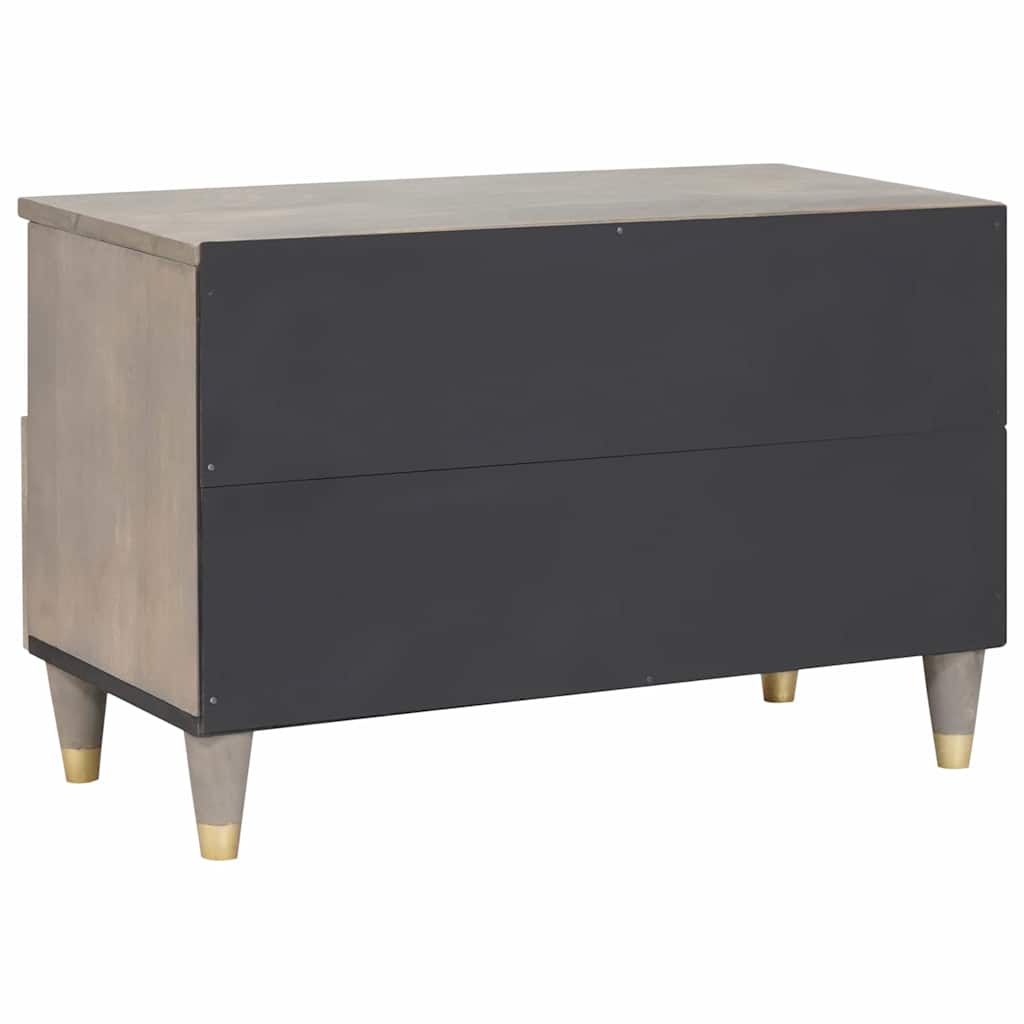 Mobile TV Grigio 70 x 33 x 46 cm Legno di mango massello