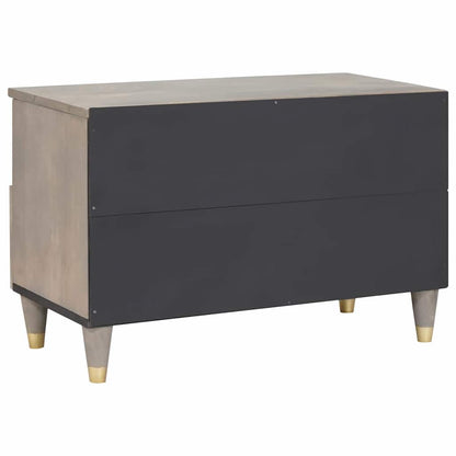 Mobile TV Grigio 70 x 33 x 46 cm Legno di mango massello