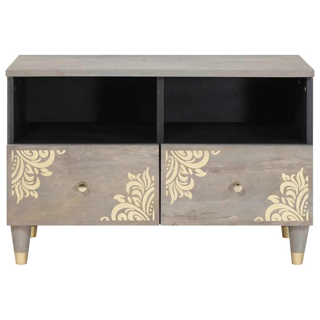 Mobile TV Grigio 70 x 33 x 46 cm Legno di mango massello
