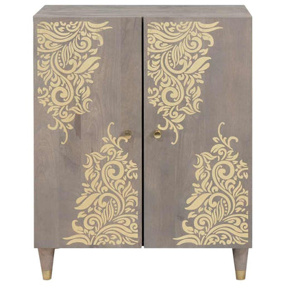 Credenza Grigio e Oro 60 x 33 x 75 cm Legno di mango massello