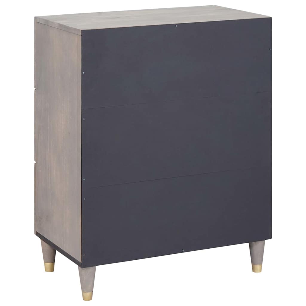 Credenza Grigio e Oro 60 x 33 x 75 cm Legno di mango massello