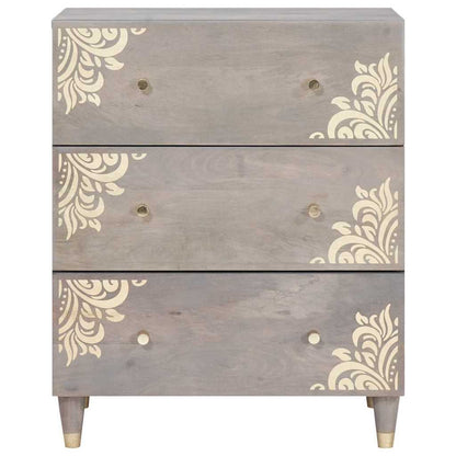 Credenza Grigio e Oro 60 x 33 x 75 cm Legno di mango massello