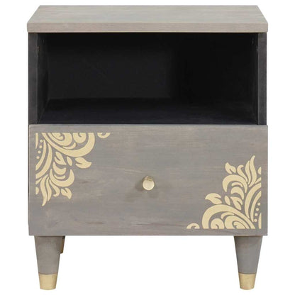 Armadio da Notte Grigio 40 x 33 x 46 cm Legno di mango massello