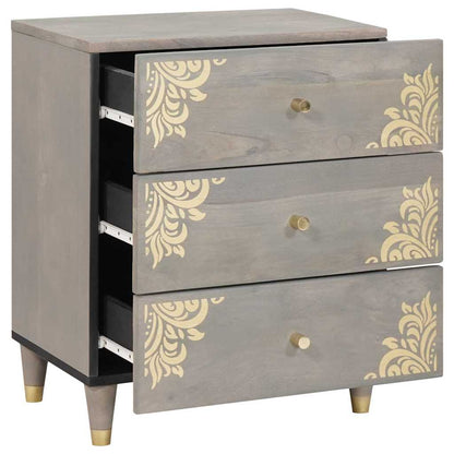 Armadio da Notte Grigio 50 x 33 x 62 cm Legno di mango massello
