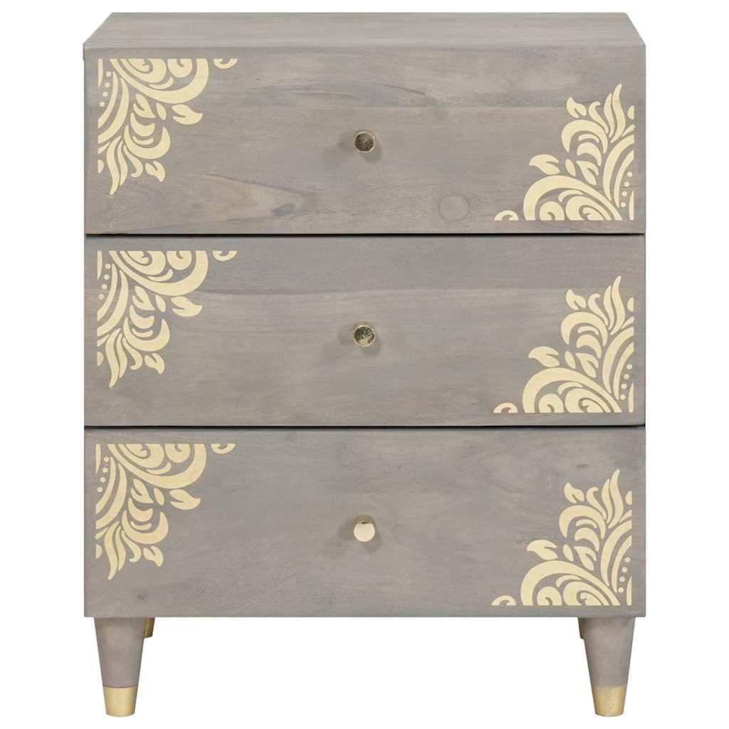 Armadio da Notte Grigio 50 x 33 x 62 cm Legno di mango massello