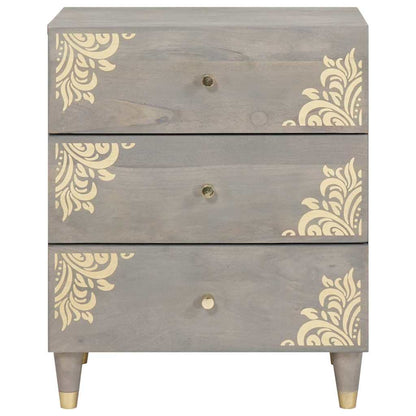 Armadio da Notte Grigio 50 x 33 x 62 cm Legno di mango massello