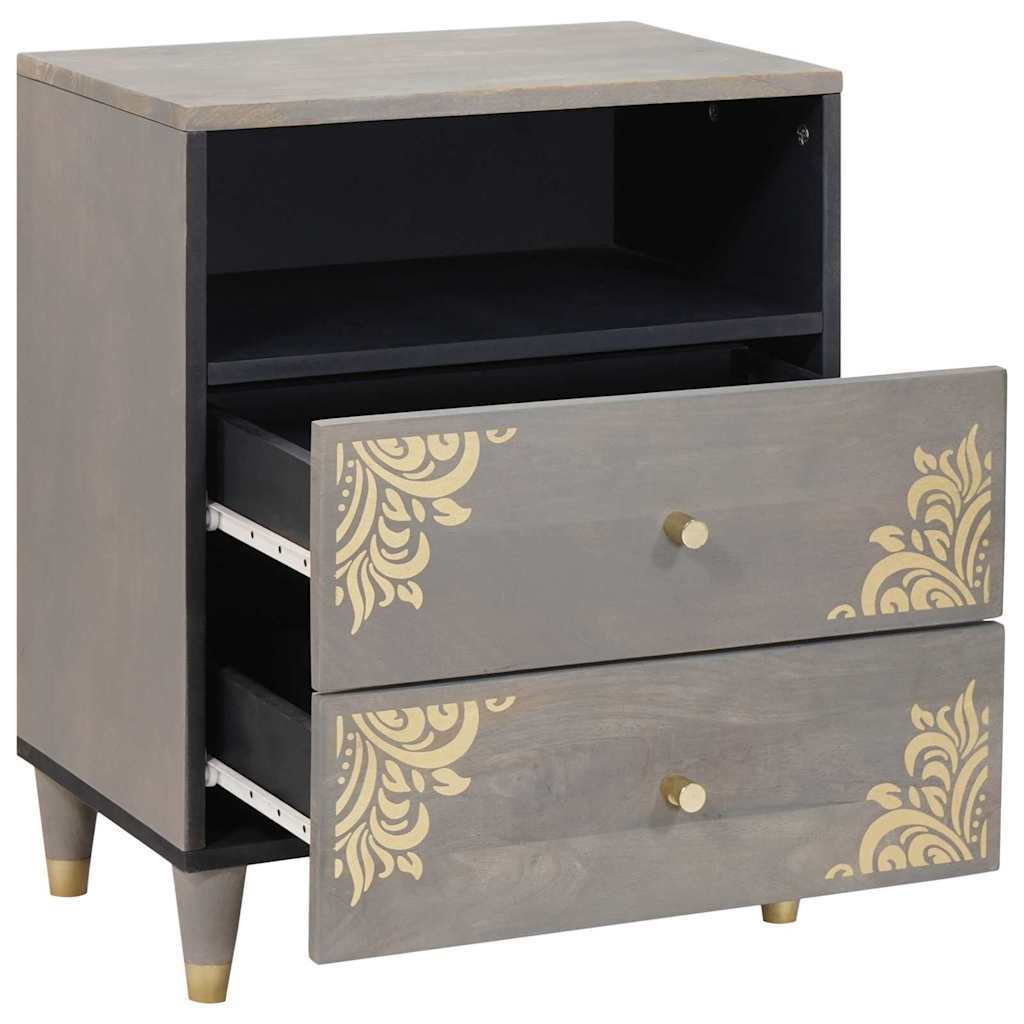 Armadio da Notte Grigio 50 x 33 x 62 cm Legno di mango massello