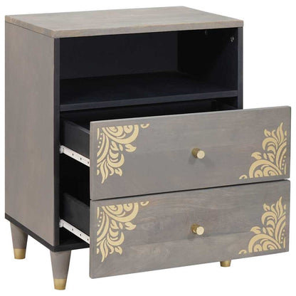 Armadio da Notte Grigio 50 x 33 x 62 cm Legno di mango massello