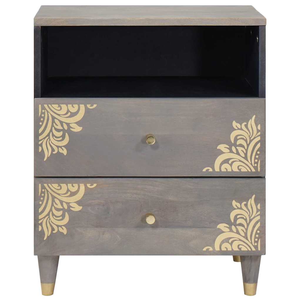 Armadio da Notte Grigio 50 x 33 x 62 cm Legno di mango massello