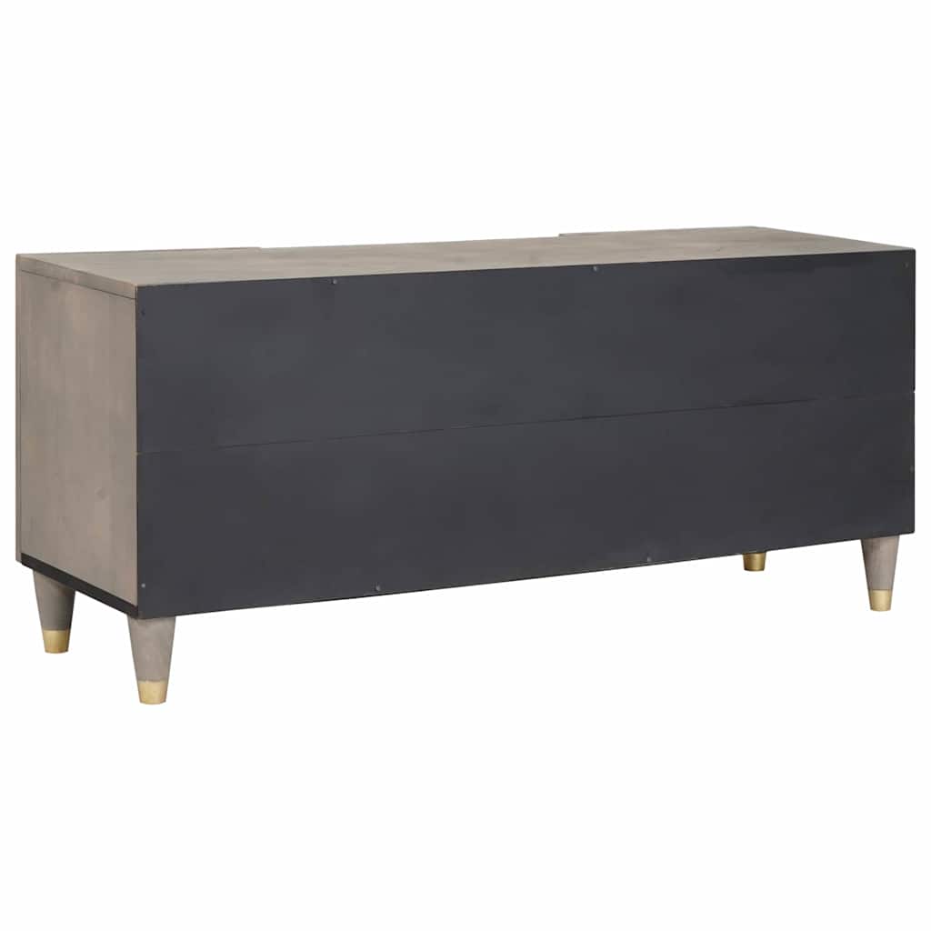Mobile TV Grigio 105 x 33 x 46 cm Legno di mango massello