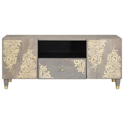 Mobile TV Grigio 105 x 33 x 46 cm Legno di mango massello