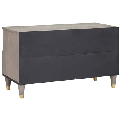 Mobile TV Grigio 80 x 33 x 46 cm Legno di mango massello