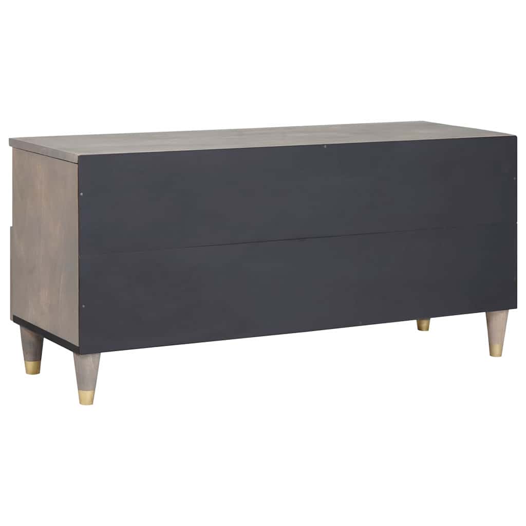Mobile TV Grigio 100 x 33 x 46 cm Legno di mango massello