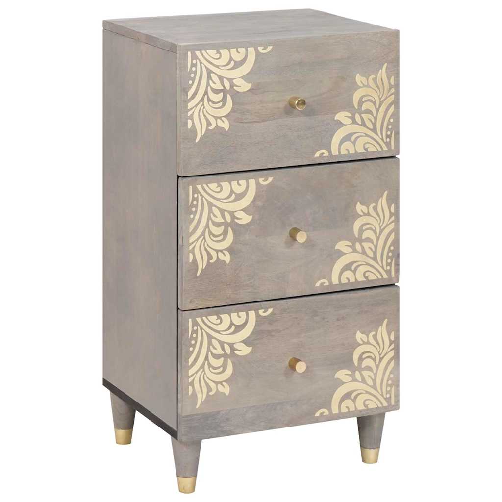 Credenza Grigio e Oro 40 x 33 x 75 cm Legno di mango massello