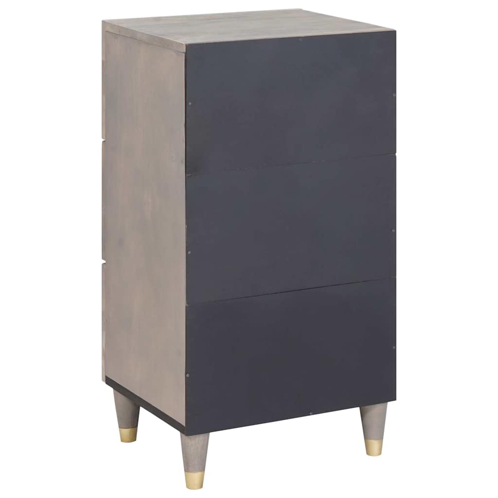 Credenza Grigio e Oro 40 x 33 x 75 cm Legno di mango massello
