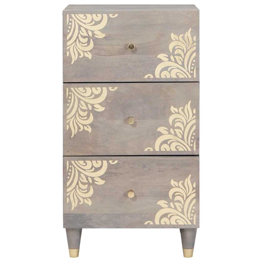 Credenza Grigio e Oro 40 x 33 x 75 cm Legno di mango massello