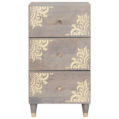 Credenza Grigio e Oro 40 x 33 x 75 cm Legno di mango massello