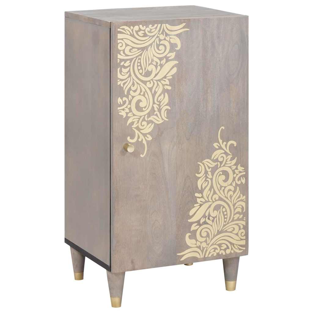 Credenza Grigio e Oro 40 x 33 x 75 cm Legno di mango massello