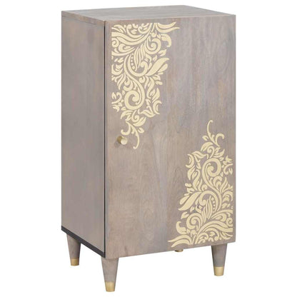 Credenza Grigio e Oro 40 x 33 x 75 cm Legno di mango massello
