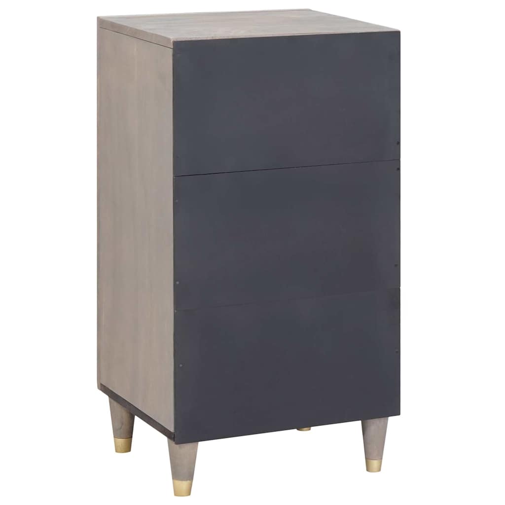 Credenza Grigio e Oro 40 x 33 x 75 cm Legno di mango massello