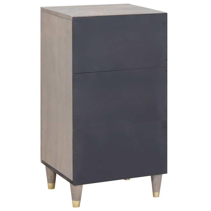 Credenza Grigio e Oro 40 x 33 x 75 cm Legno di mango massello