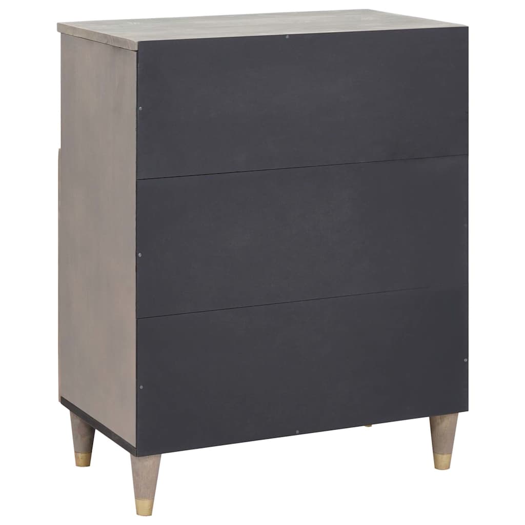 Credenza Grigio e Oro 60 x 33 x 75 cm Legno di mango massello