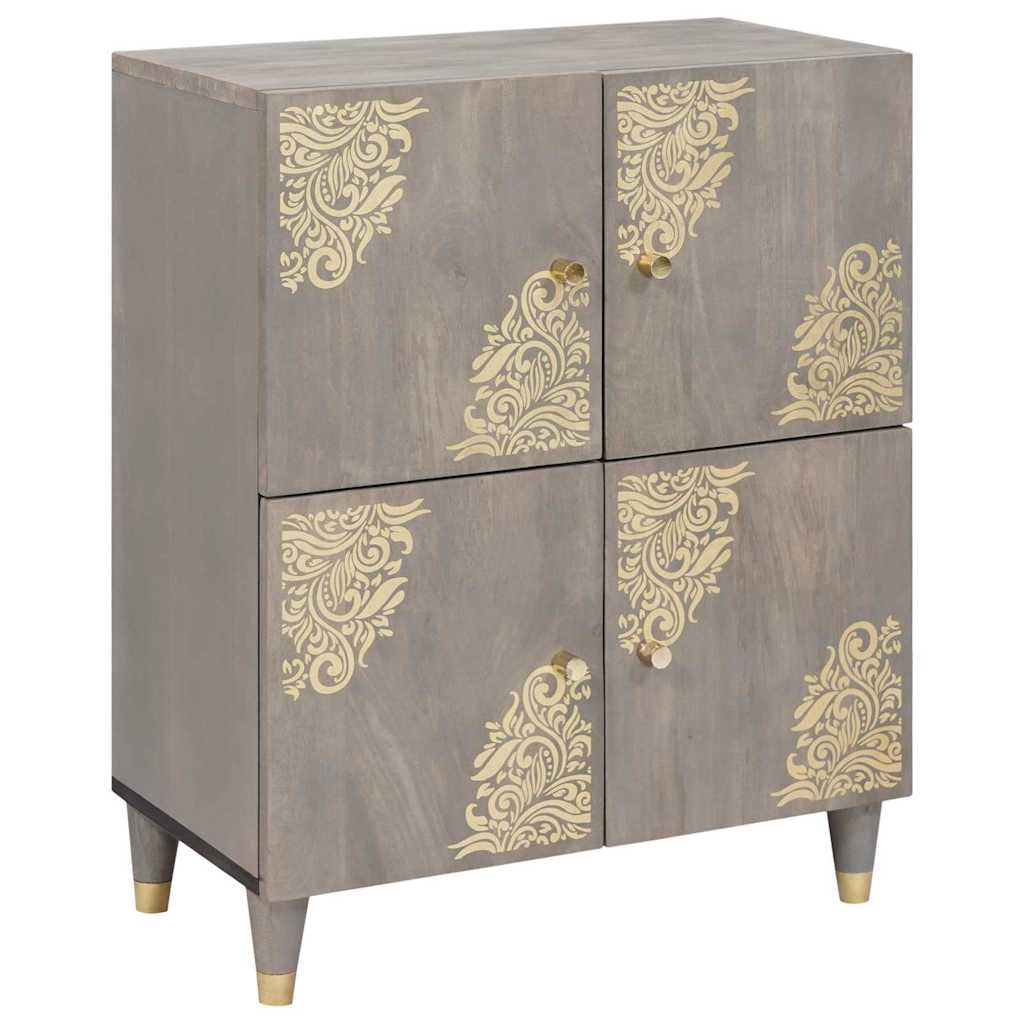 Credenza Grigio e Oro 60 x 33 x 75 cm Legno di mango massello