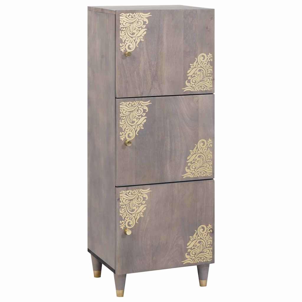 Credenza Grigio e Oro 40 x 33 x 110 cm Legno di mango massello