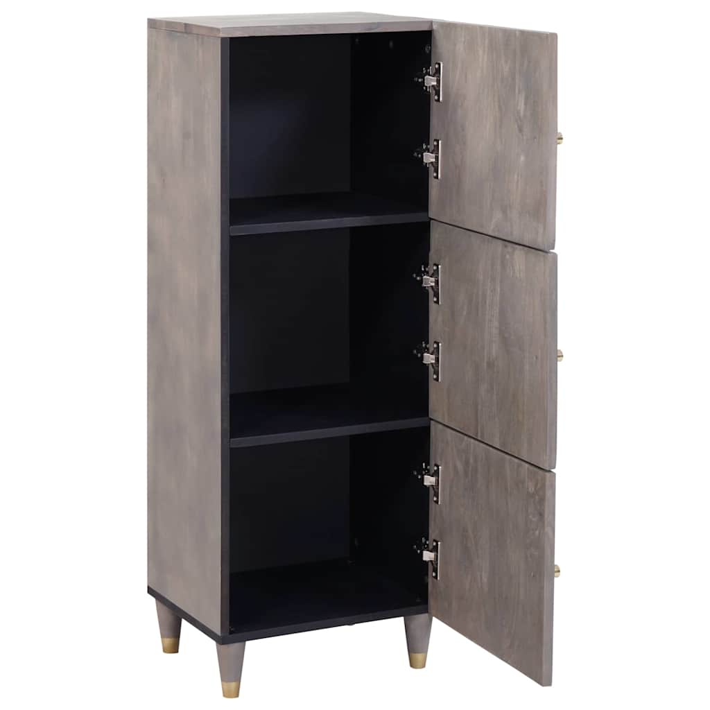 Credenza Grigio e Oro 40 x 33 x 110 cm Legno di mango massello