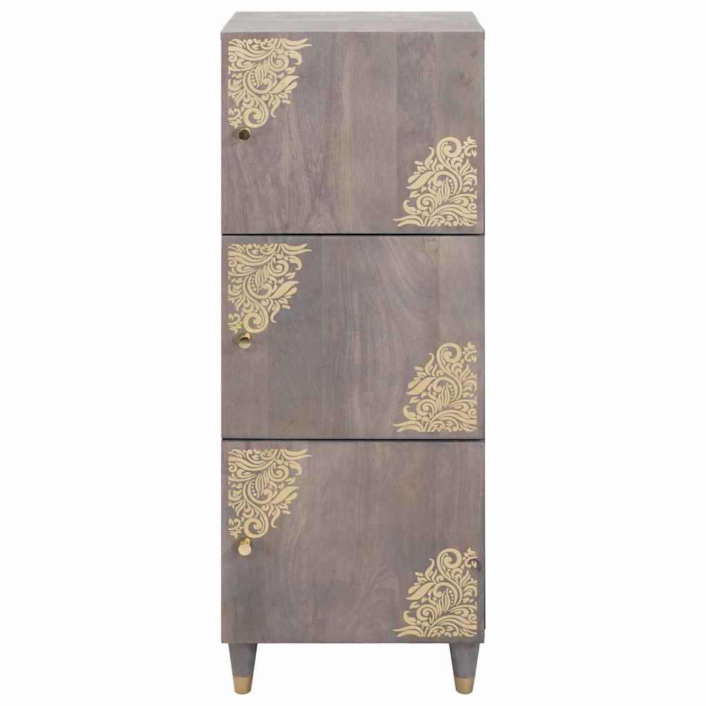 Credenza Grigio e Oro 40 x 33 x 110 cm Legno di mango massello