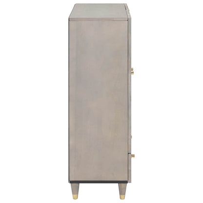 Credenza Grigio e Oro 60 x 33 x 100 cm Legno di mango massello