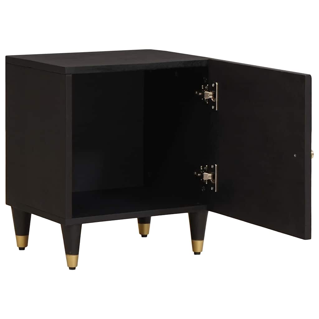 Comodino con porta Nero 40 x 33 x 46 cm Legno di mango massello