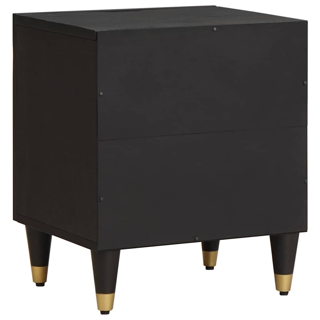 Comodino con porta Nero 40 x 33 x 46 cm Legno di mango massello