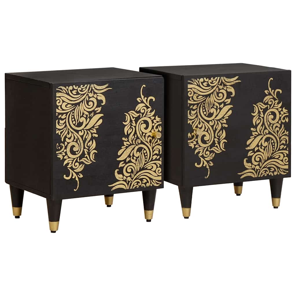 Comodino con porta 2 pcs Nero 40 x 33 x 46 cm